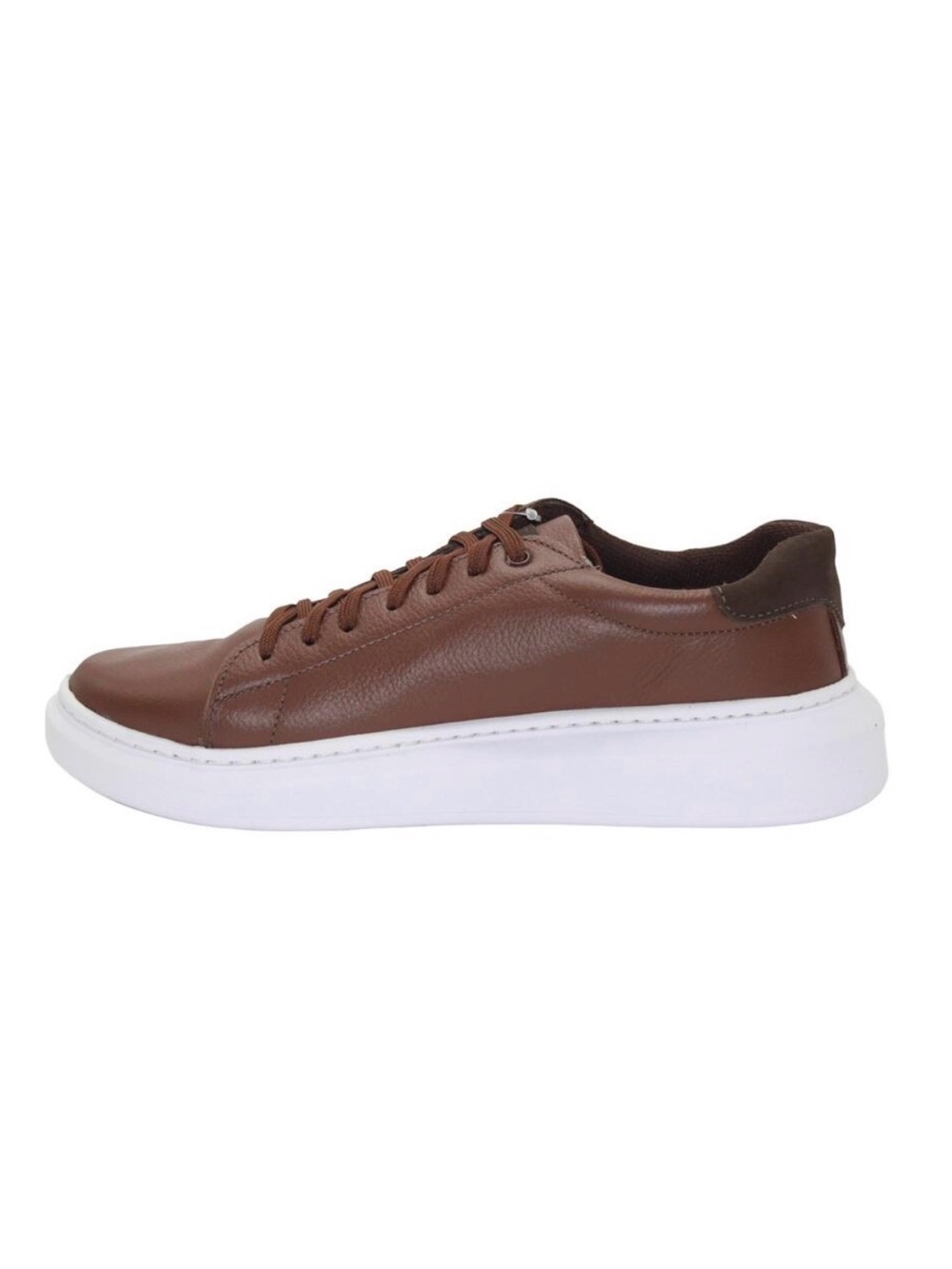 Brown and White Leather Sneakers